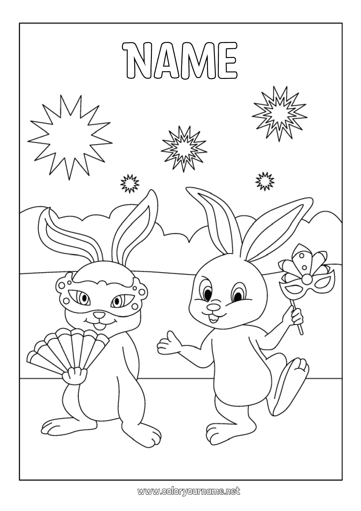 Coloring page No.3716 - Mask Bunny Animal