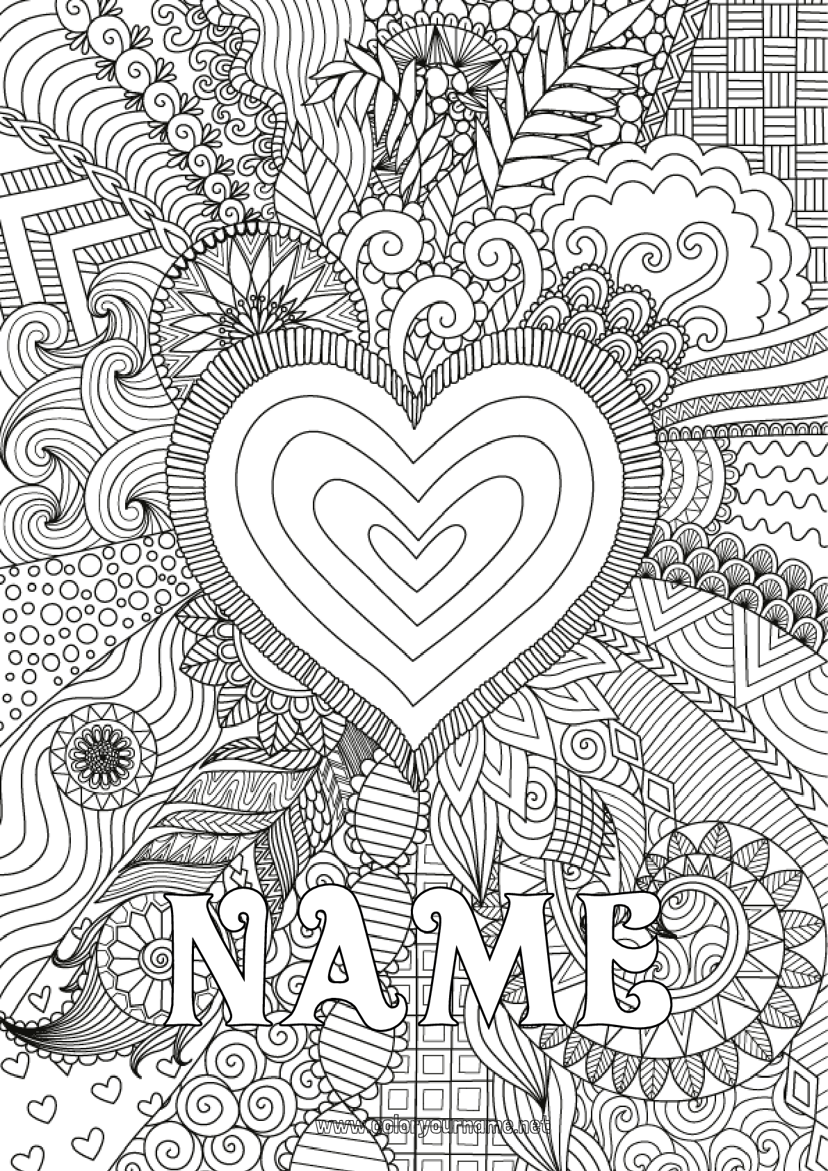 Coloring page No.3724 - Heart Happy feast day ! I love you