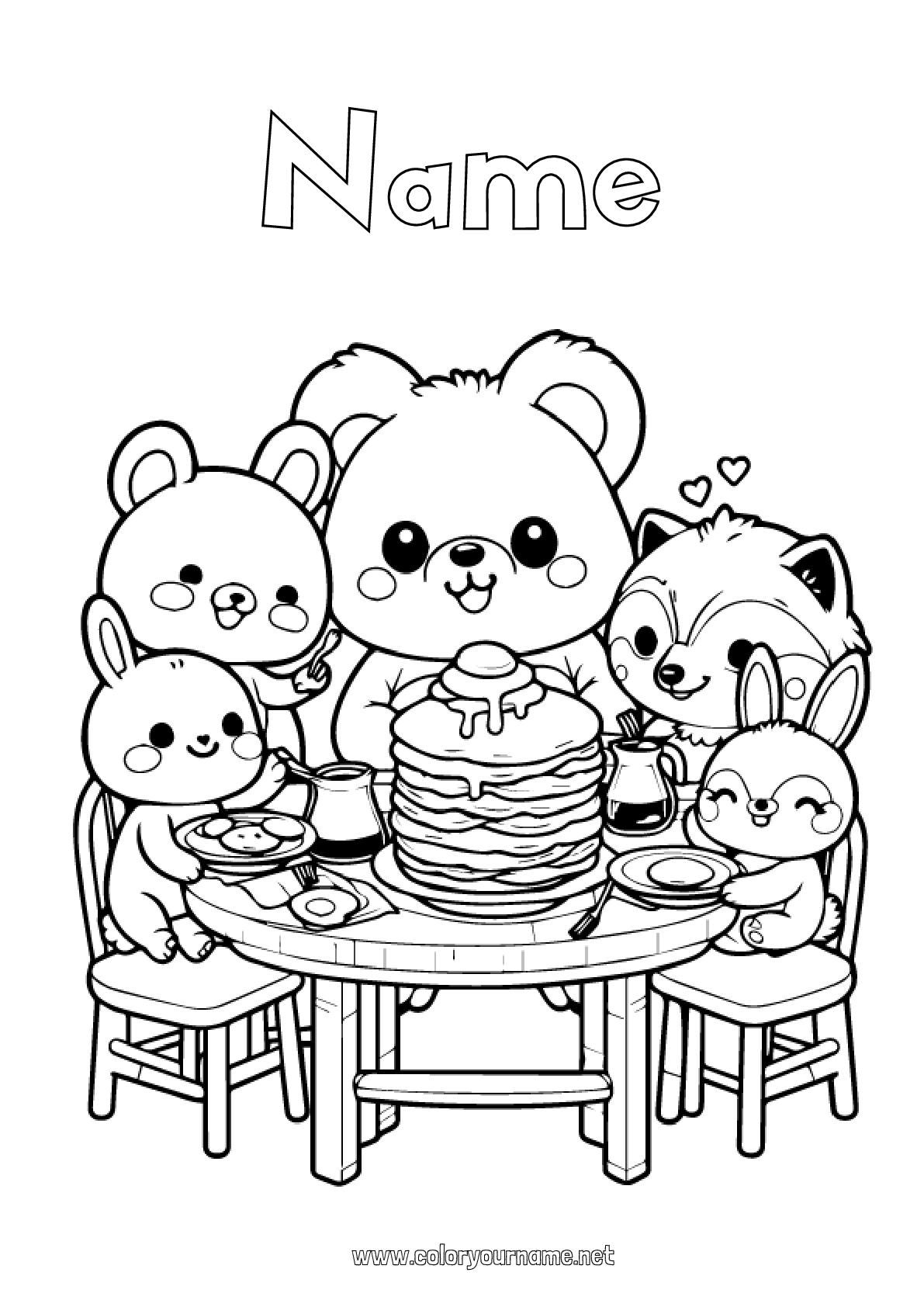 Coloring page No.3768 - Bear Kawaii Fox