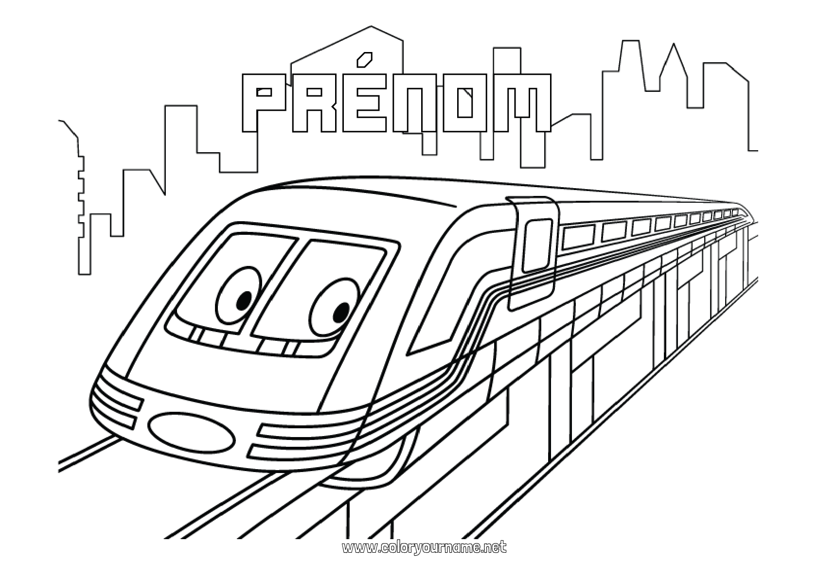 Coloriage n°3872 - Véhicules Train Transport en commun terrestres