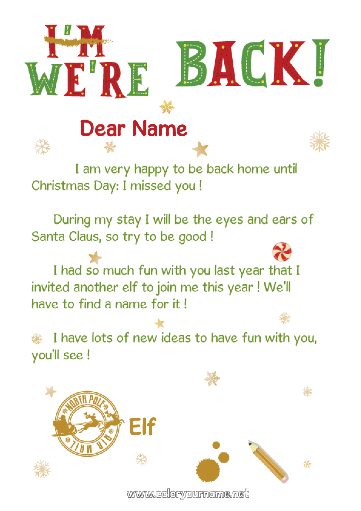 Coloring page No.388 - Christmas elves Letters from prankster elves Elf ...