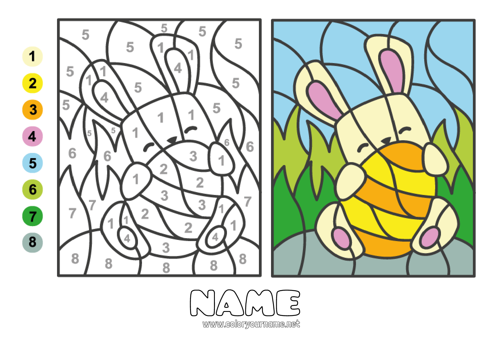 Coloring page No.4021 - Number Bunny Coloring by numbers