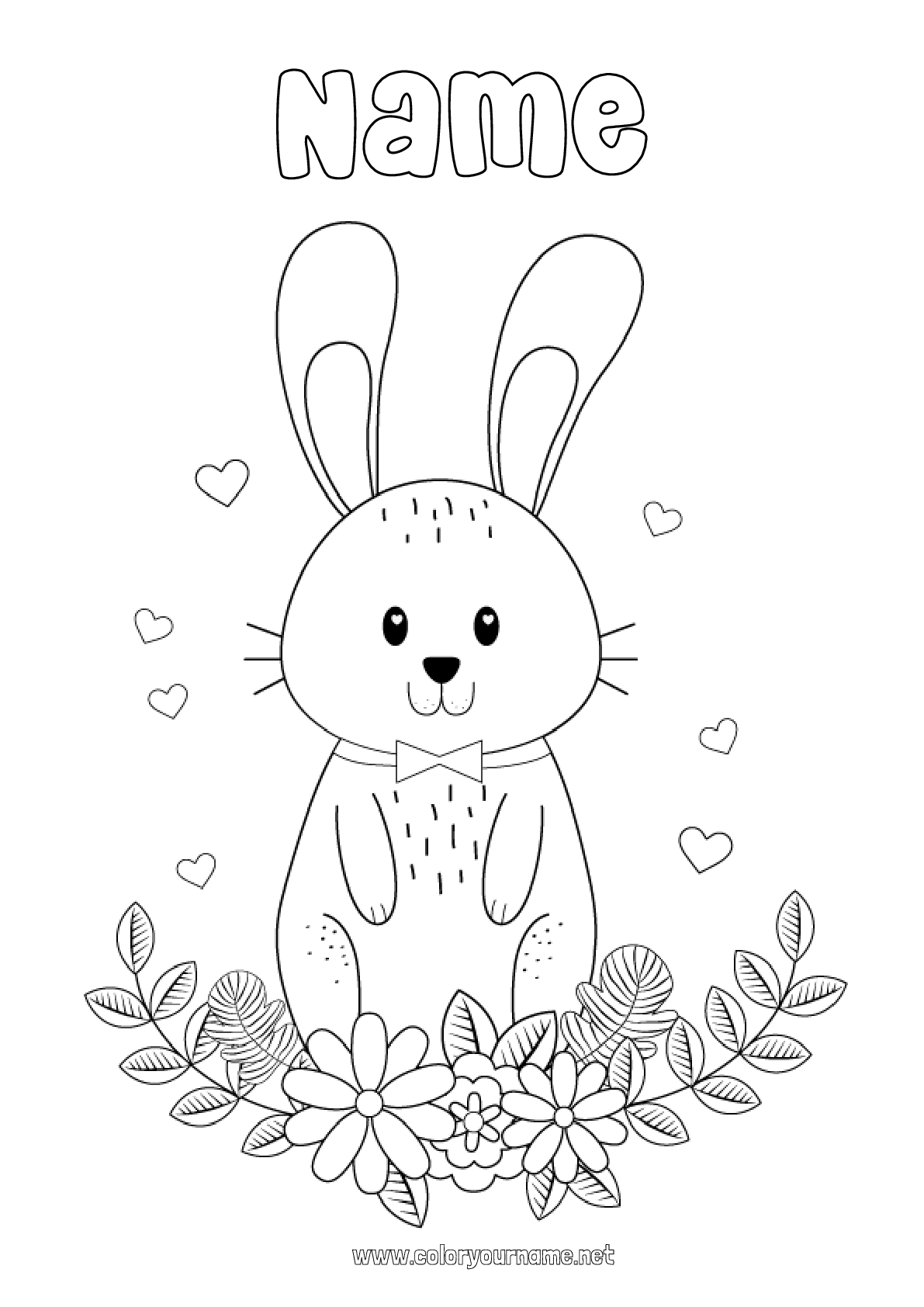 Coloring page No.4043 - Flowers Spring Bunny