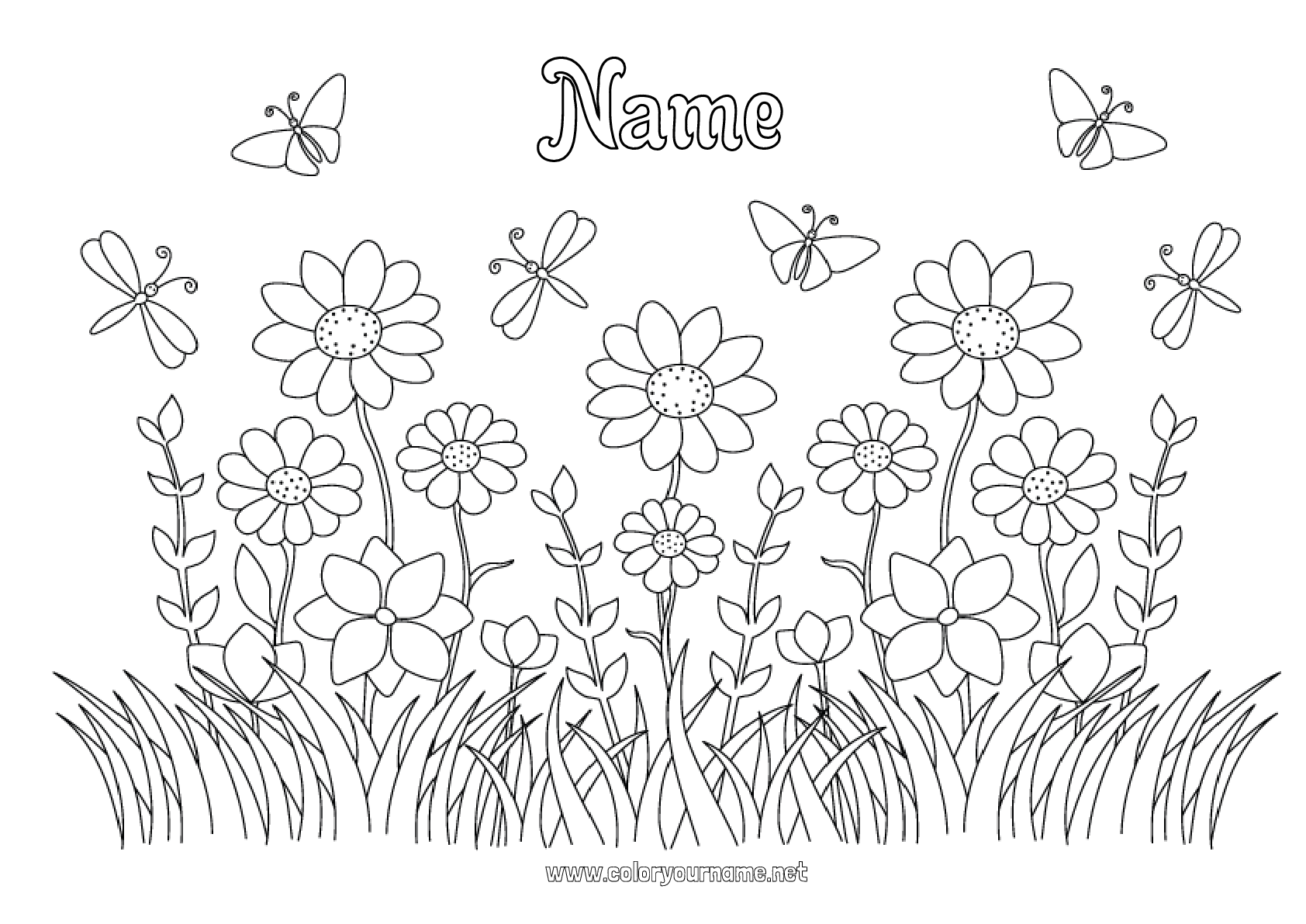 Coloring page No.4090 - Flowers Summer Spring