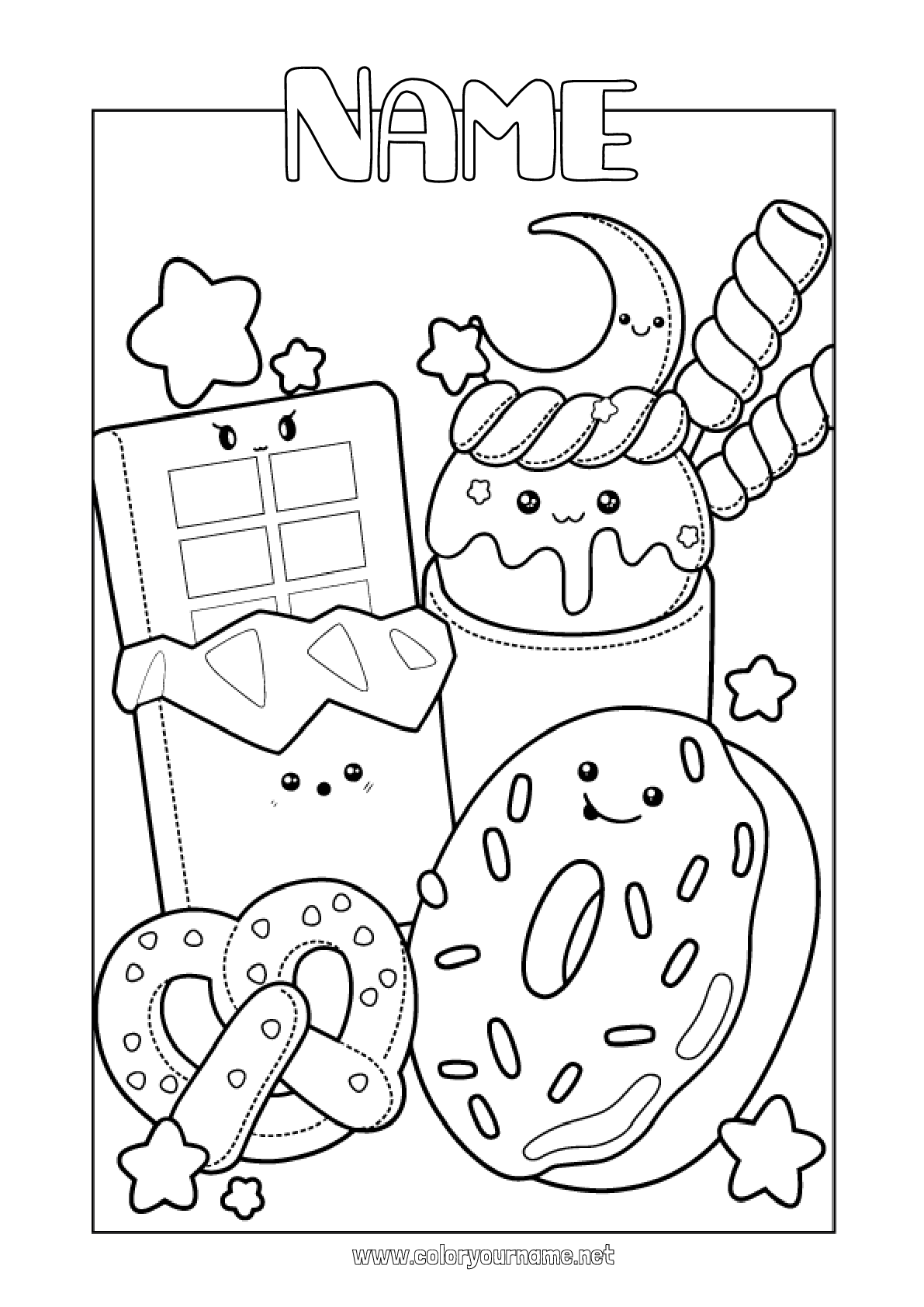 Coloring page No.4142 - Sweets Kawaii Chocolate