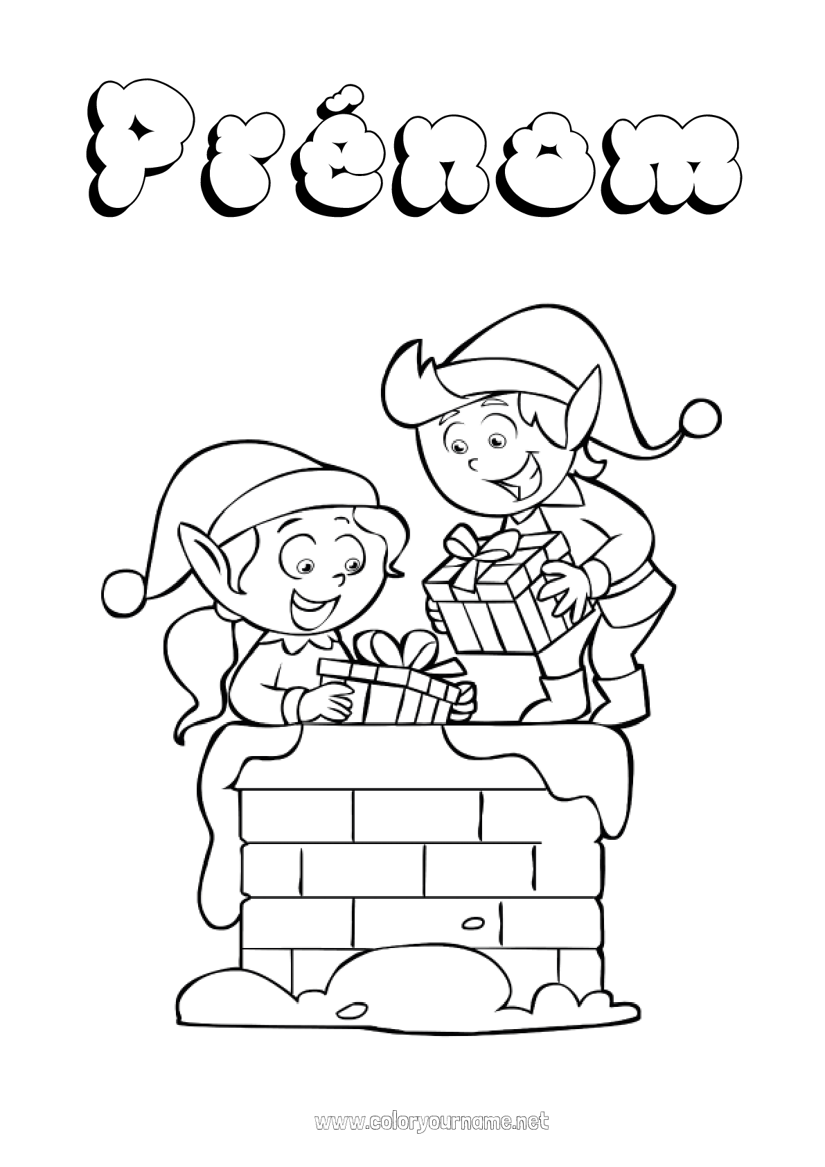 Coloriage n°415 Cadeaux Lutins de Noël Noël