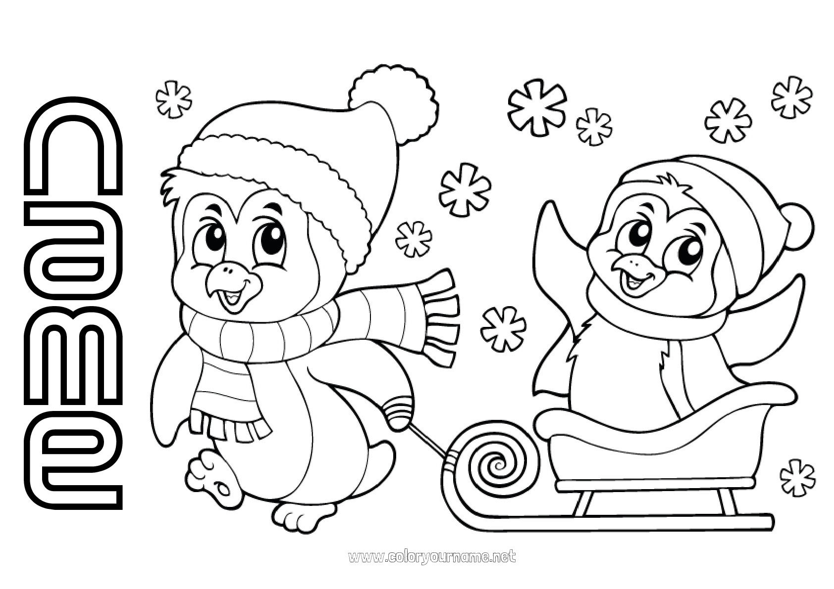 Coloring page No.425 - Snow Winter Penguin