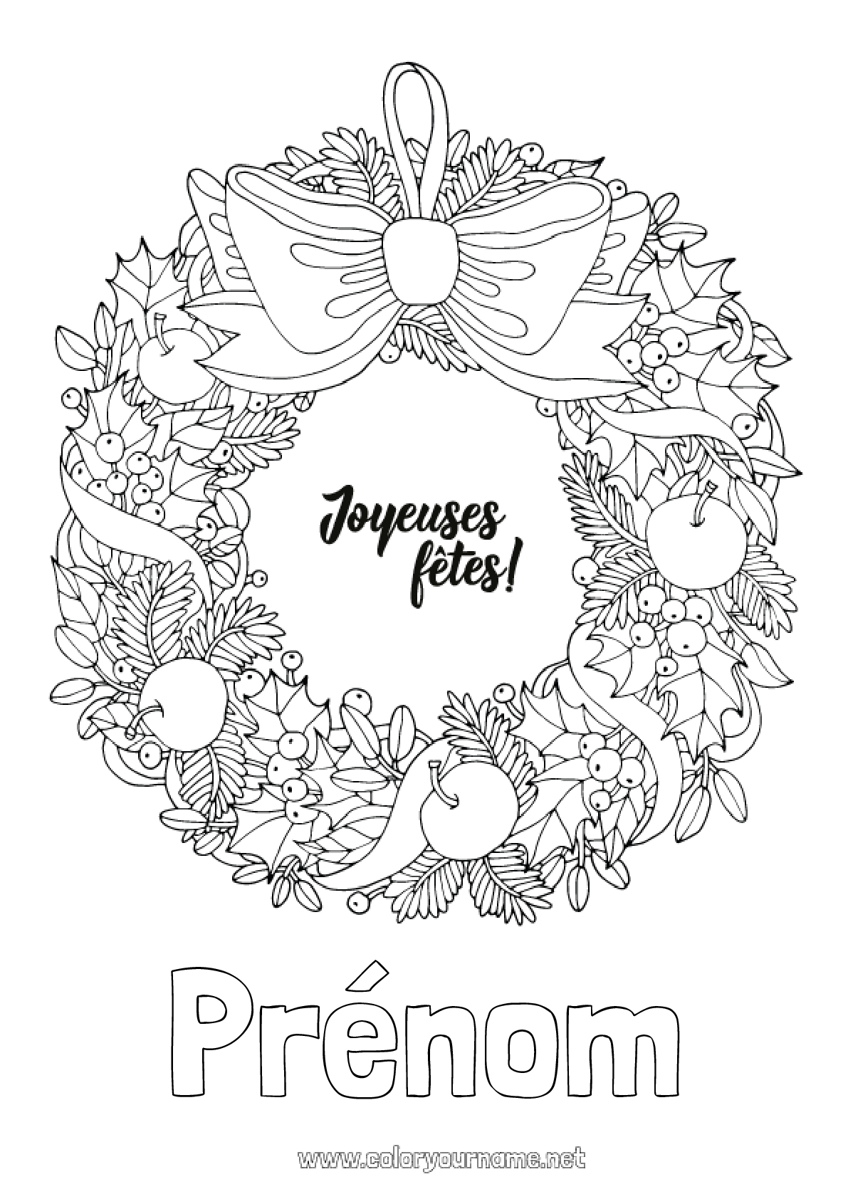 Coloriage n°477 Noël Couronne de Noël