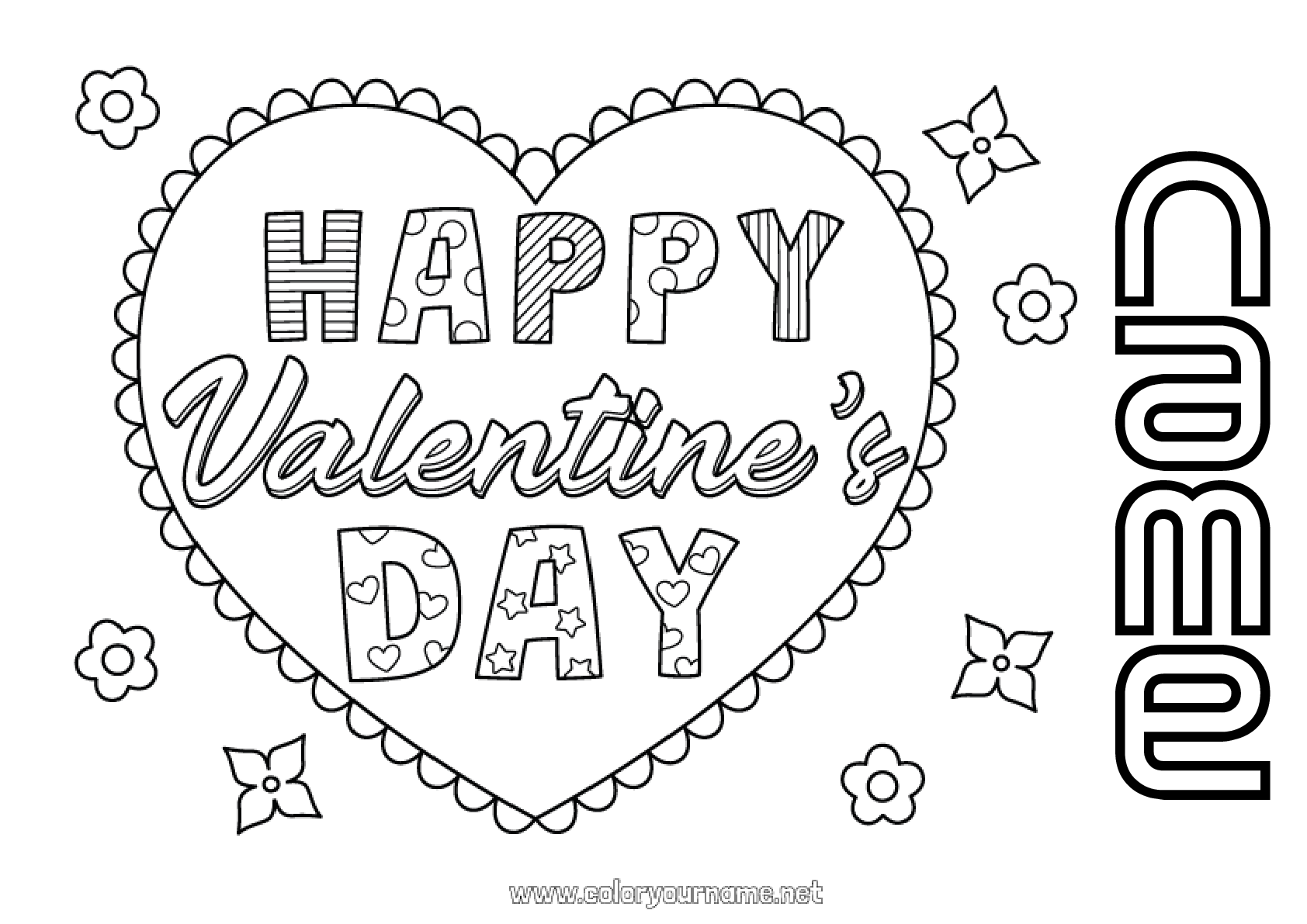 Coloring page No.824 - Heart I love you Valentine's Day