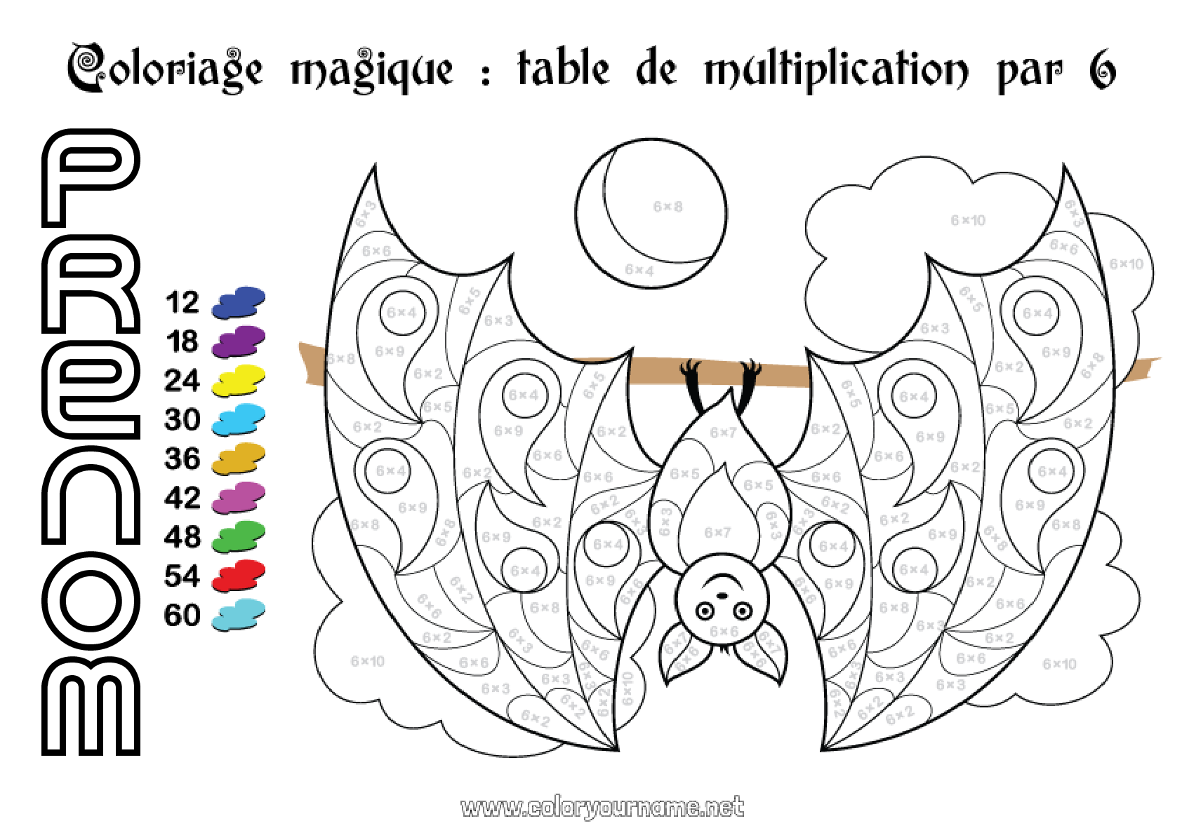 Coloriage magique de Pâques-les multiplications