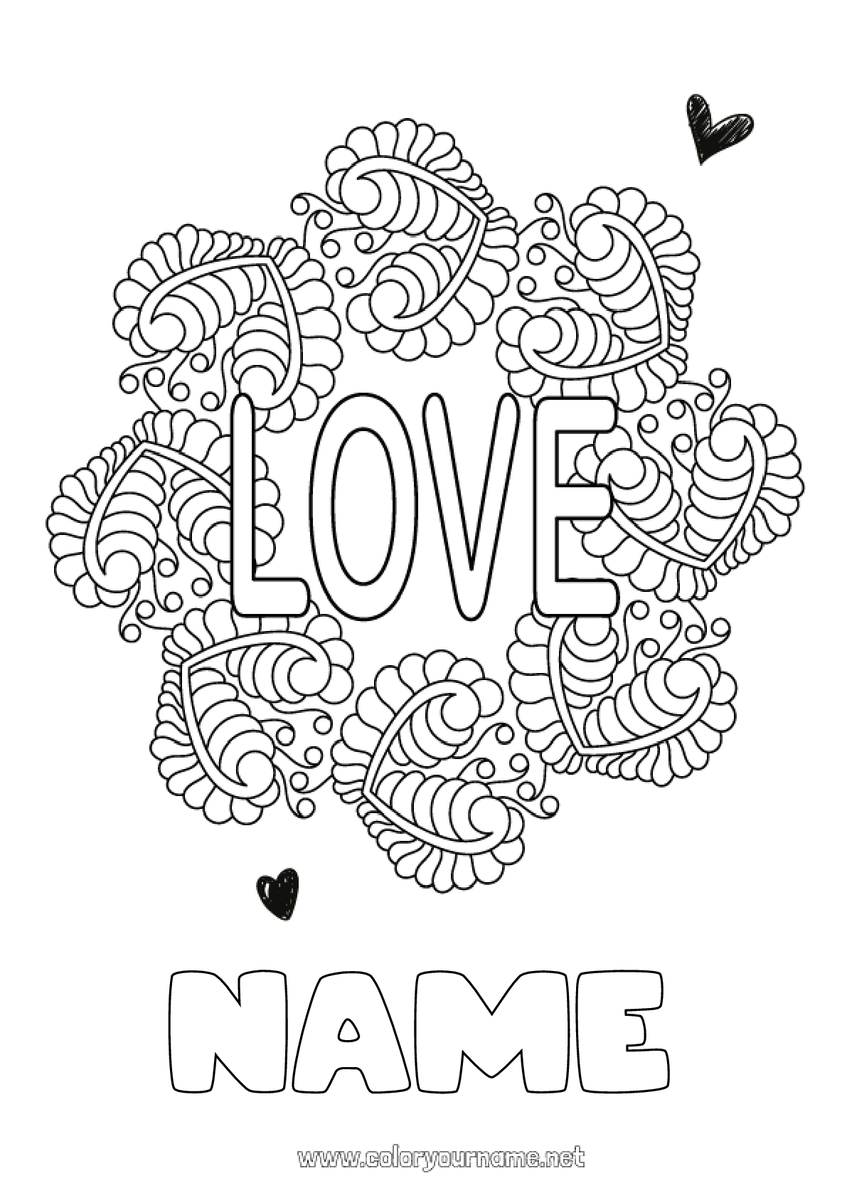 Coloring page No.947 - Heart I love you Valentine's Day 